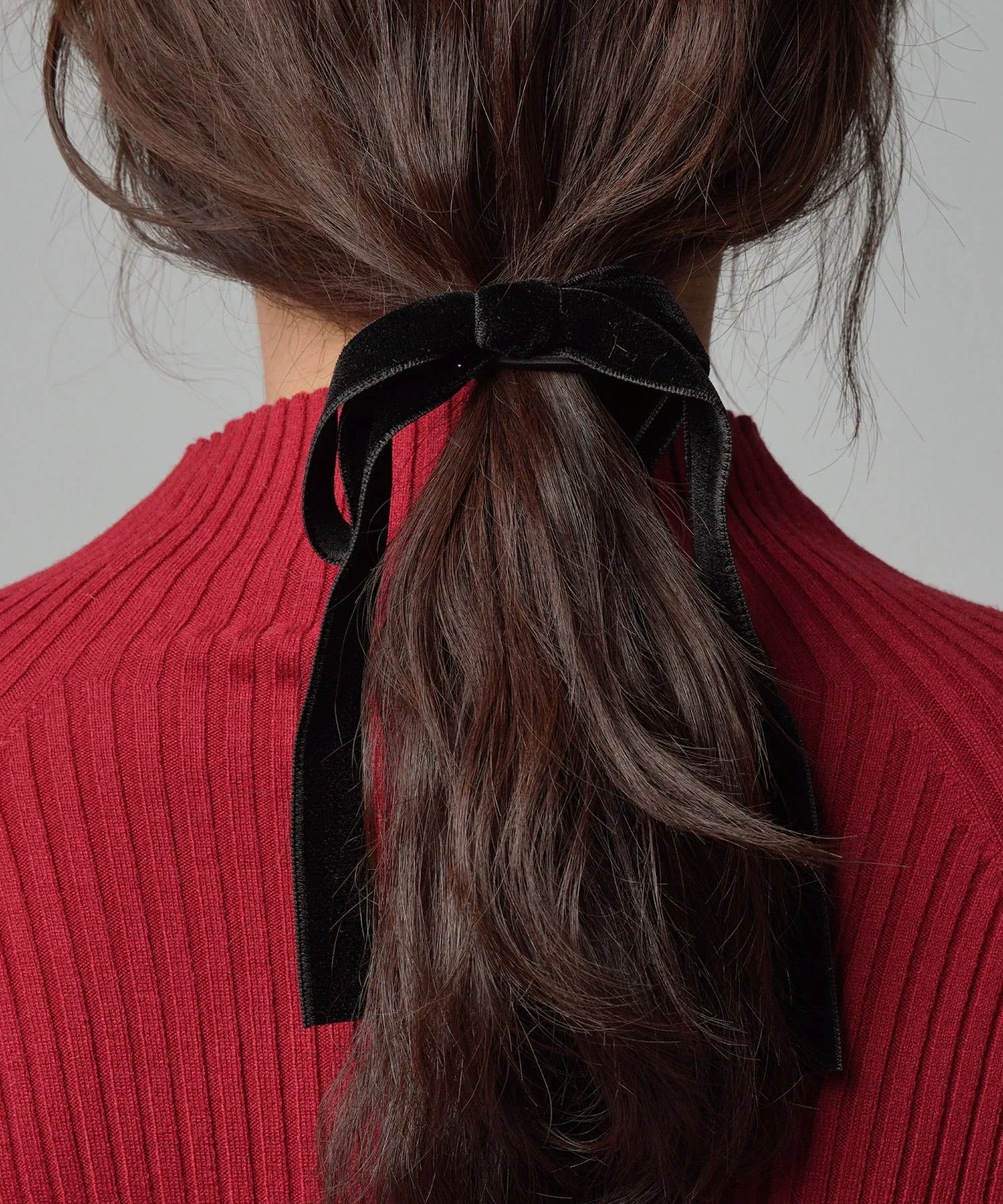 Велоровый ободок для волос VATSURICA с лентой, чёрный — фото 2