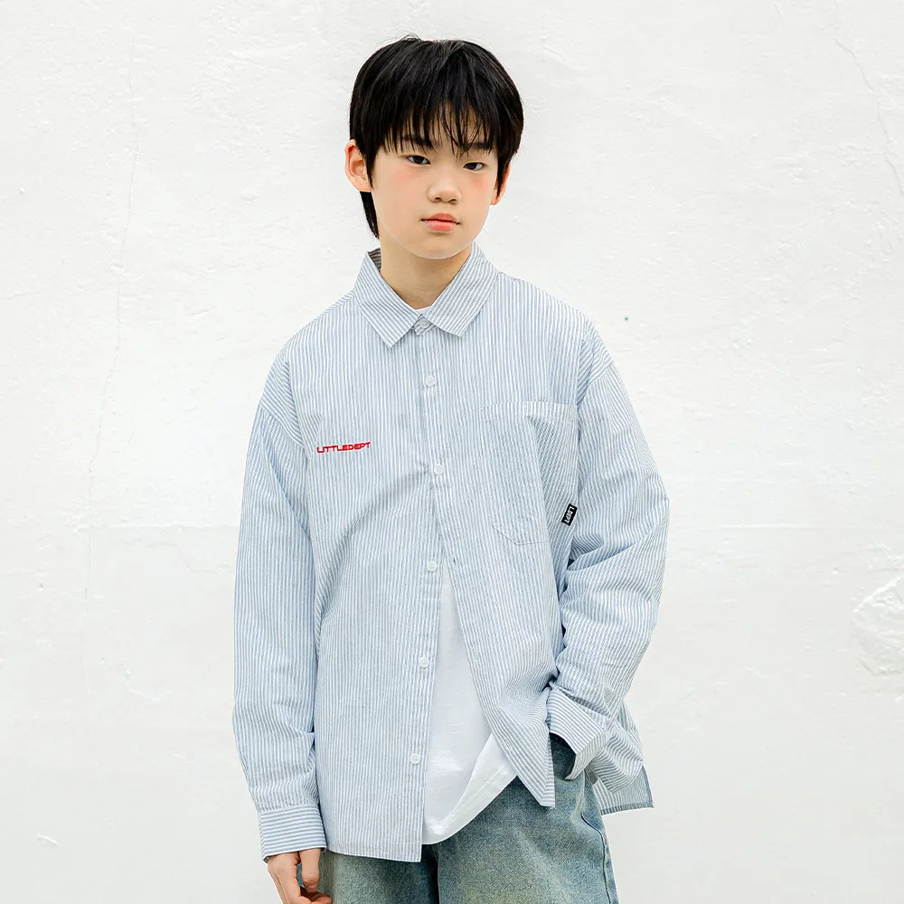Детская рубашка Little Dept Pocket Stripe, синяя
