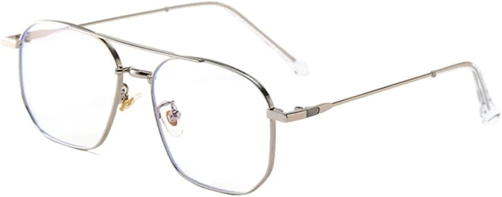 

Оранжевые солнцезащитные очки для женщин, металлические очки с двойной перемычкой для мужчин, популярные золотые и черные оправы для очков MTZJH, Silver With Clear