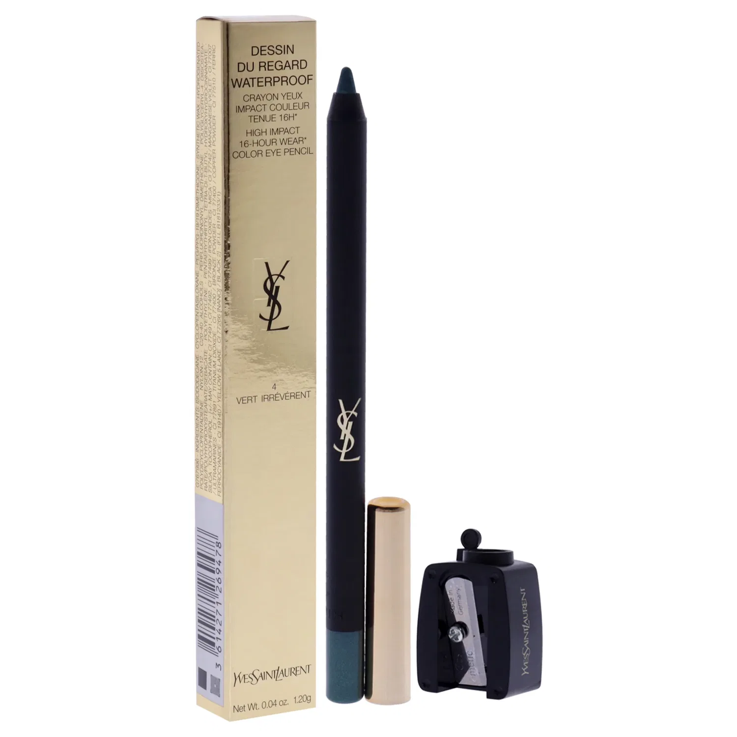 Водостойкий карандаш для глаз Dessin Du Regard Waterproof Eye Pencil - 4 Vert Irreverent от Yves Saint Laurent для женщин - 0,04 унции, зеленый — фото 3