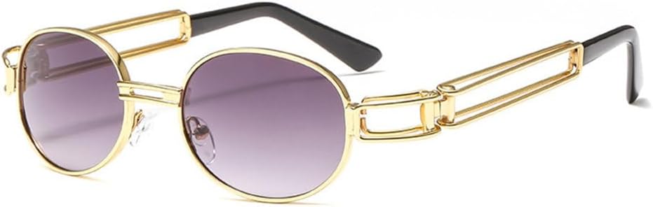 

Модные круглые солнцезащитные очки для женщин и мужчин в винтажном стиле с металлической оправой, в стиле стимпанк, солнцезащитные очки UV400 для мужчин MTZJH, C2 Gold-grey