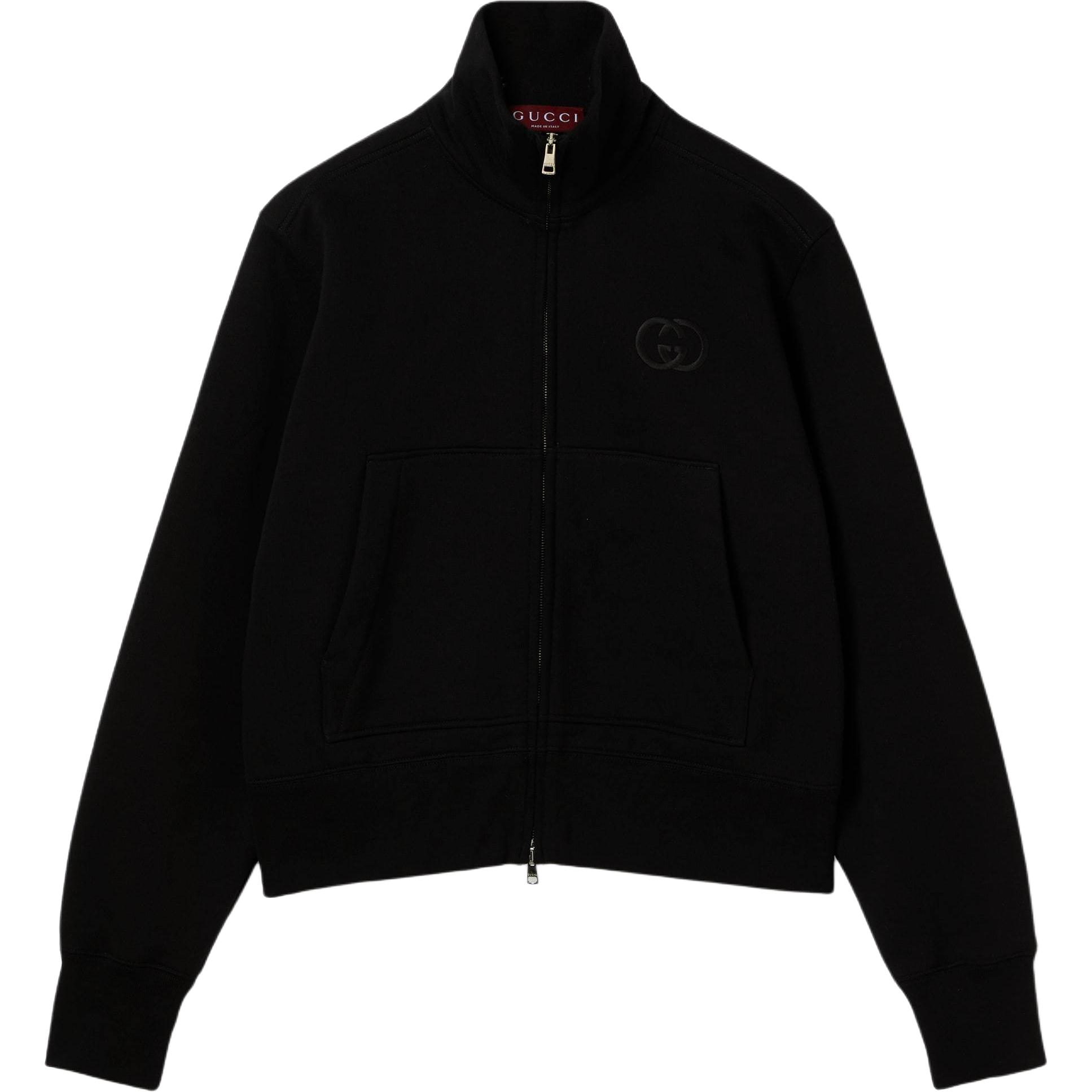 

Brushed Cotton Jersey Zip Sweatshirt GUCCI, черный