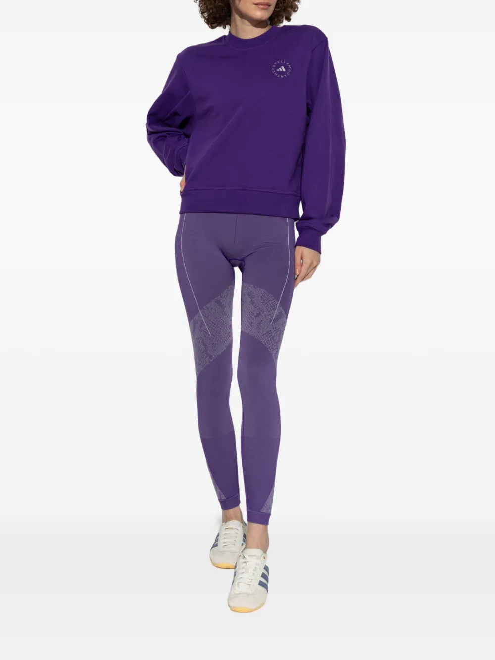 Бесшовные леггинсы со змеиным принтом adidas by Stella McCartney, фиолетовый — фото 2