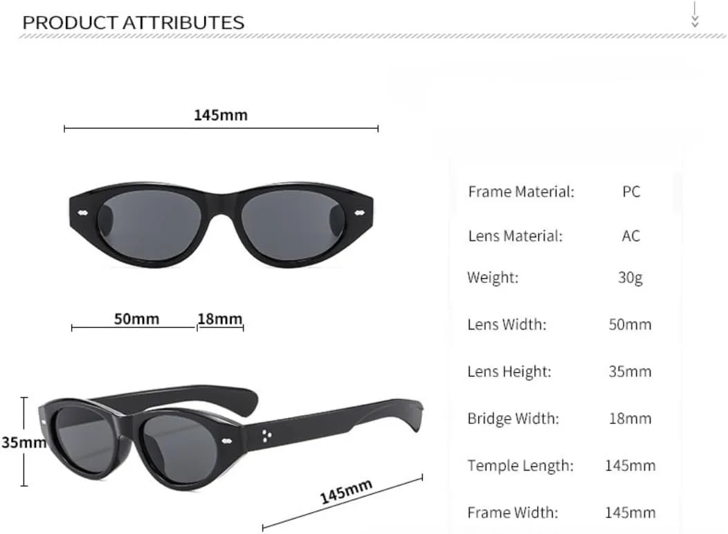 

Солнцезащитные очки для мужчин и женщин - защита UV400 - маленькие овальные заклепки, цветные линзы, для занятий спортом на открытом воздухе и вождения DSVIGF, Black