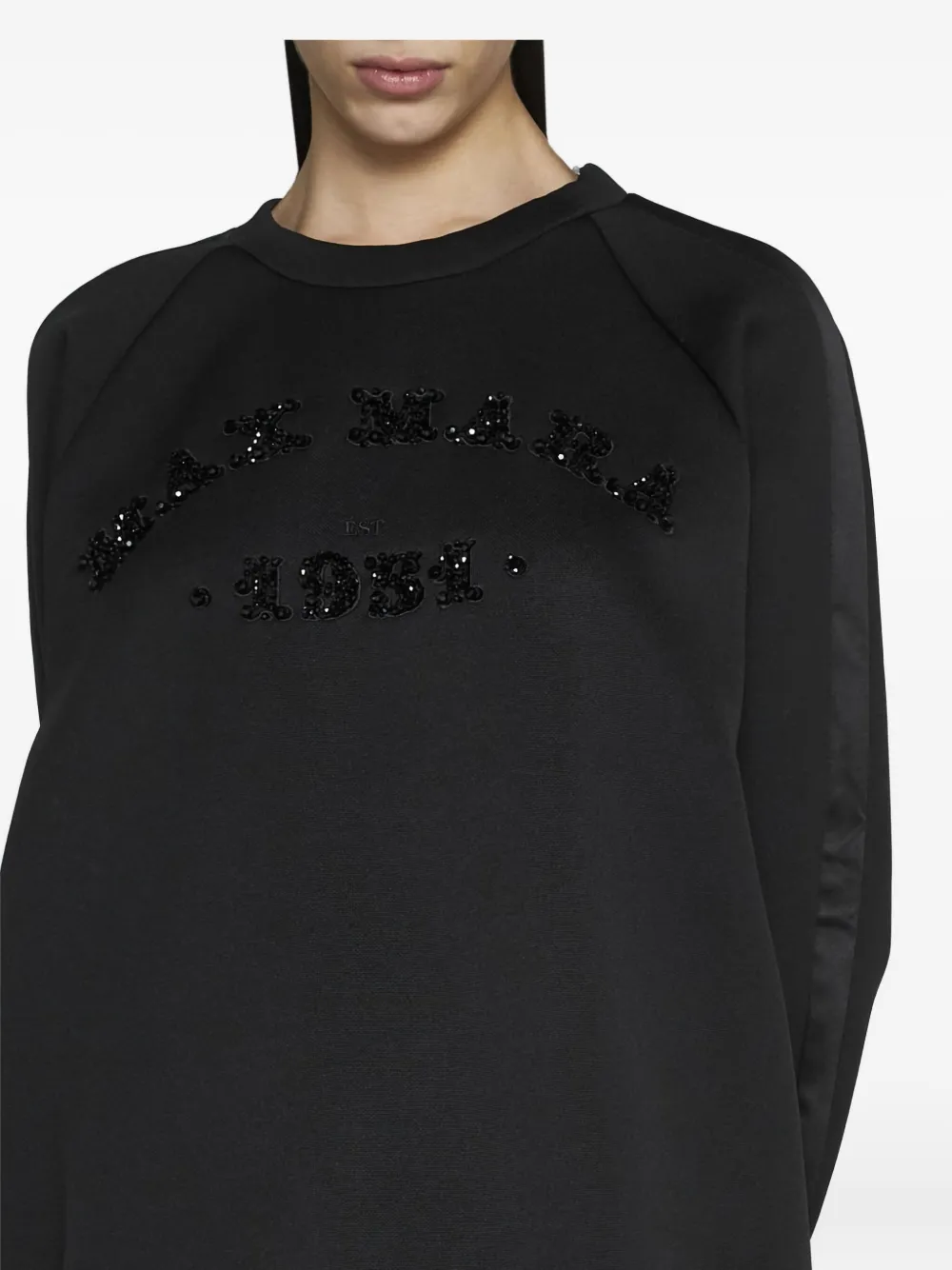 Толстовка с декорированными атласными вставками MAX MARA, черный — фото 4