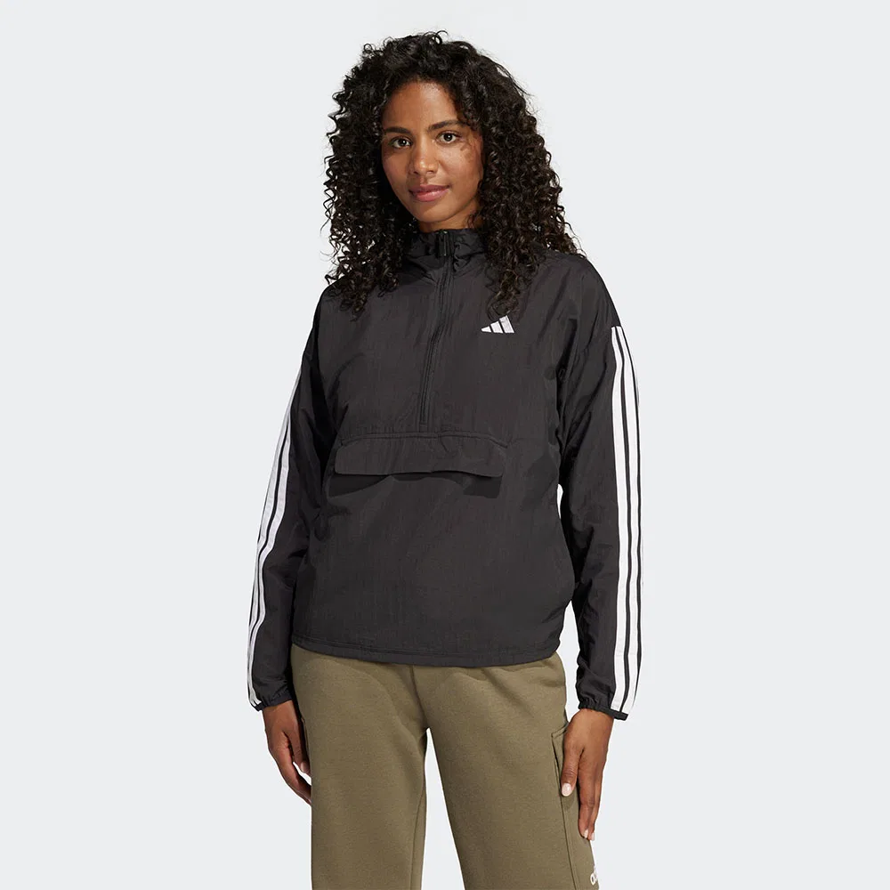 Женский тканый ветрозащитный анорак Adidas Essential 3S Lifestyle, чёрный
