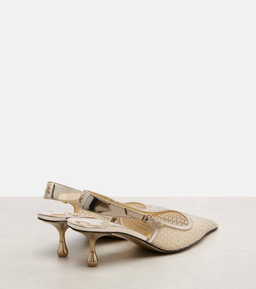 Амел 50 декорированные сетчатые лодочки на шпильке с ремешком Jimmy Choo, Gold/Gold — фото 2