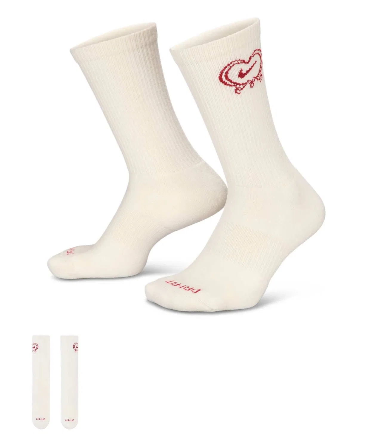 Носки повседневные Nike Everyday Plus Cushioned Crew с технологией Dri-FIT, 1 пара, кремовый