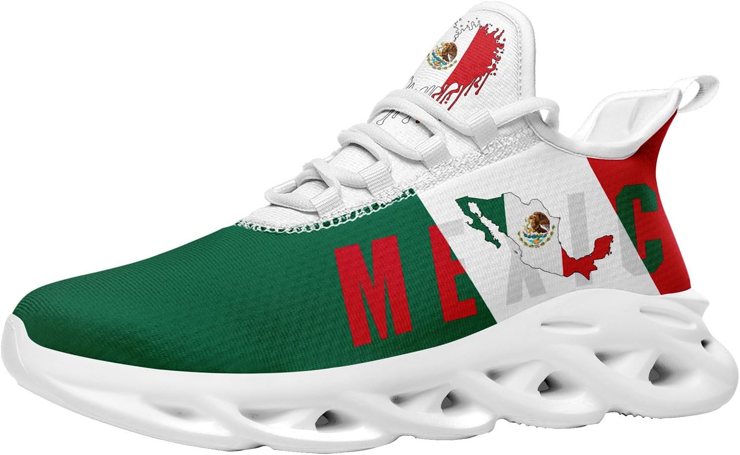 

Мужские кроссовки с мексиканским флагом, женские легкие кроссовки для фестивалей, подарок из Мексики, унисекс, беговые, спортивные, бейсбольные обувь Awsole, белый/красный/зеленый