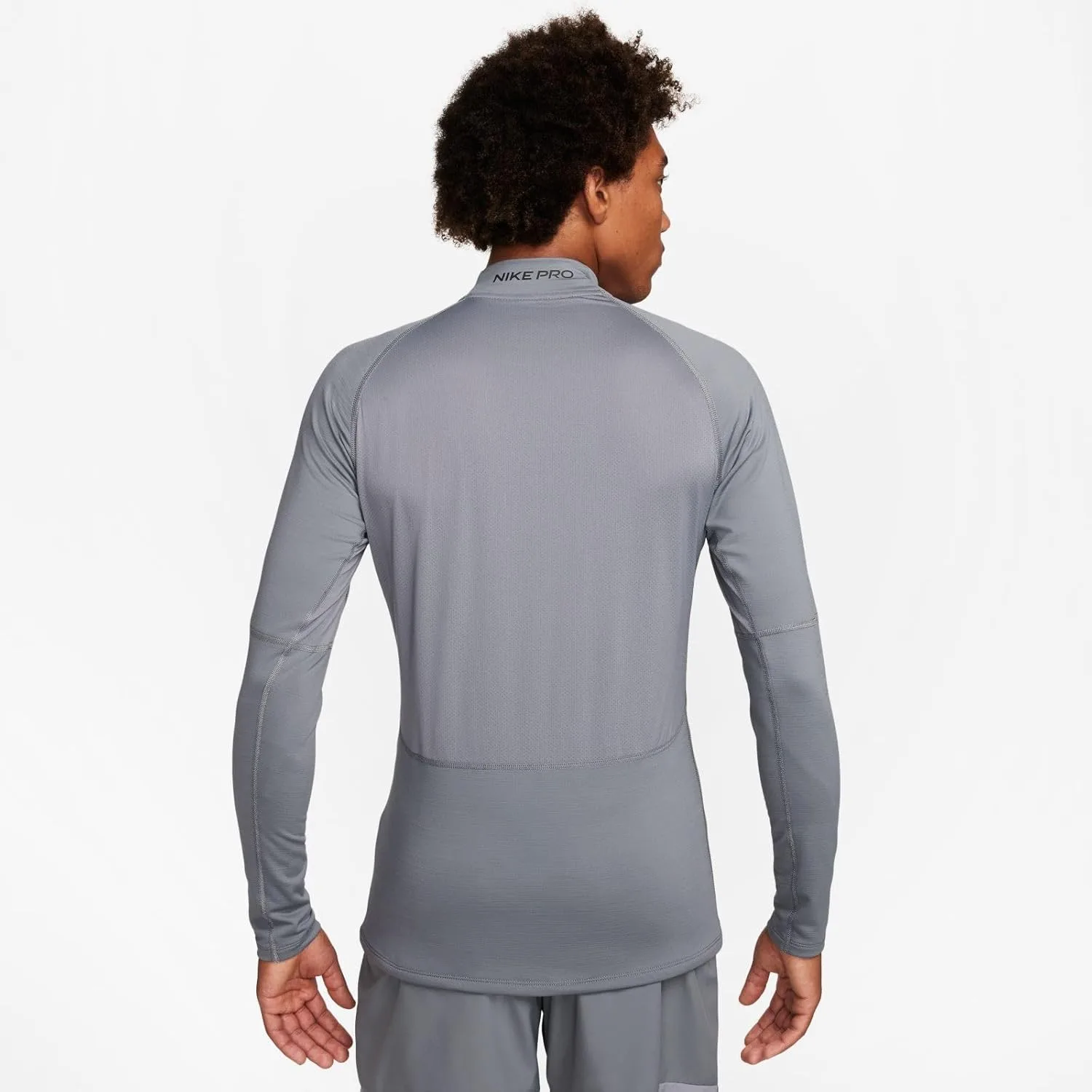 Футболка Nike Pro Slim-Fit Dri-FIT с длинным рукавом и воротником-стойкой, серый — фото 3