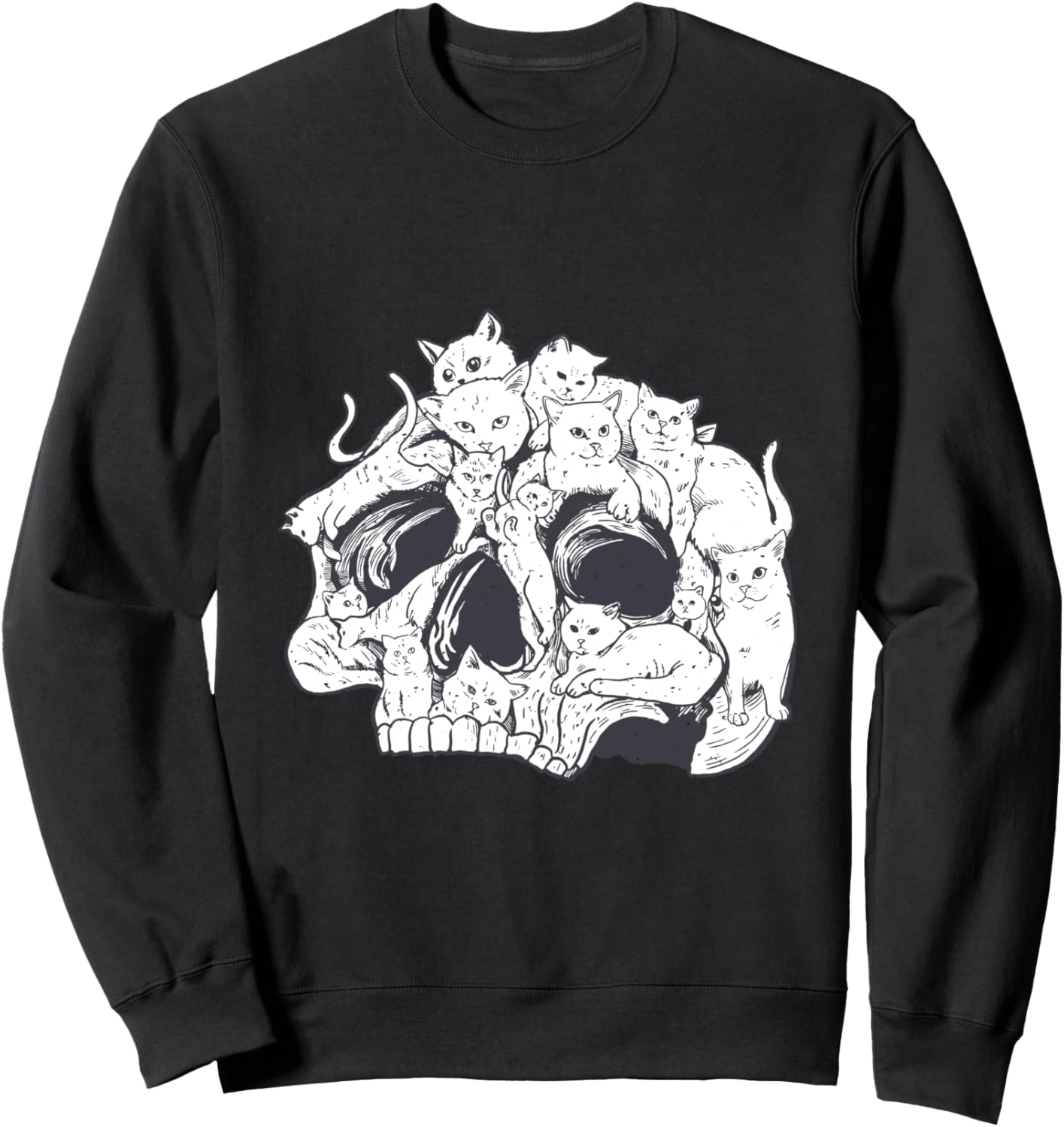 

Забавная толстовка с изображением кота-черепка на Хэллоуин, мультяшный котенок Skull Cat Funny Creepy Designs By Drosoman, черный