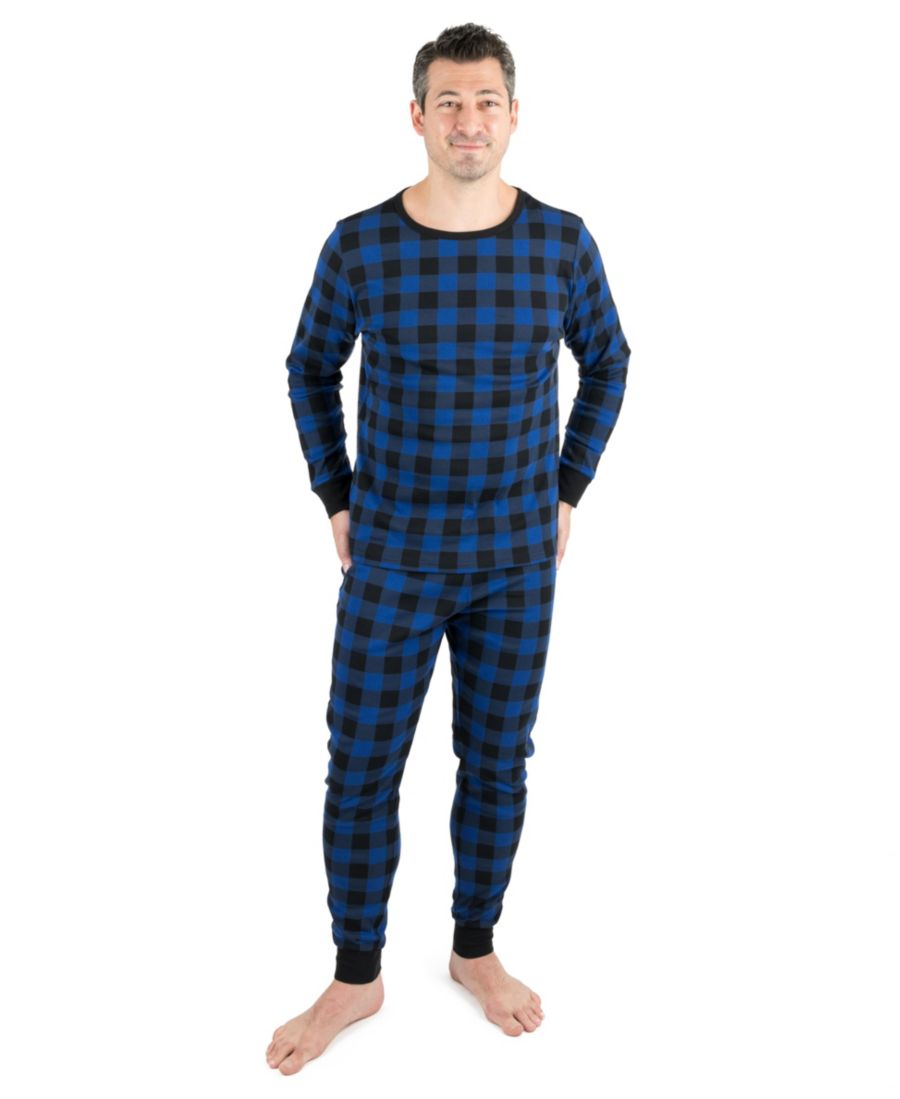 

Мужская хлопковая клетчатая пижама из двух частей для отдыха Leveret, Plaid black & navy
