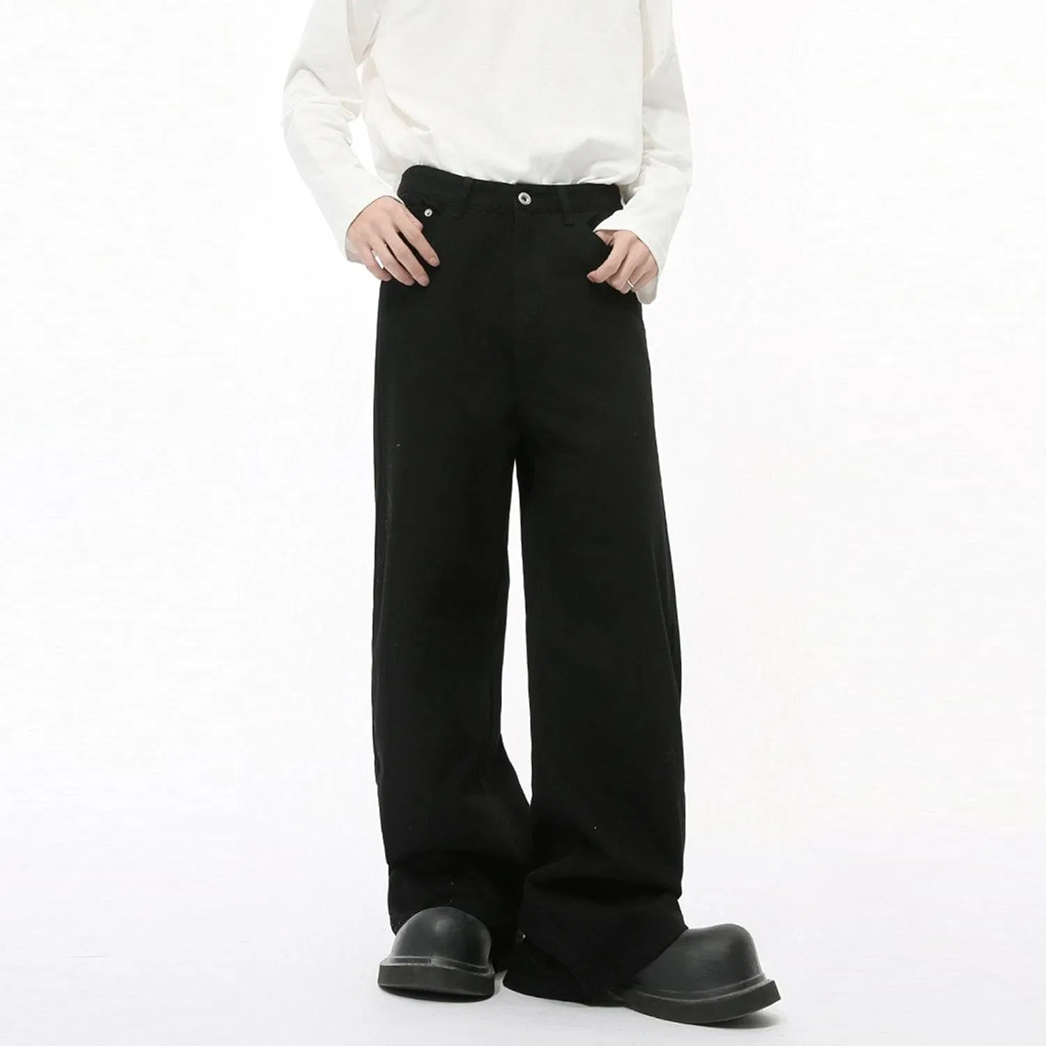 Джинсы, широкие, Vintage Washed Denim, Black 6 — фото 3