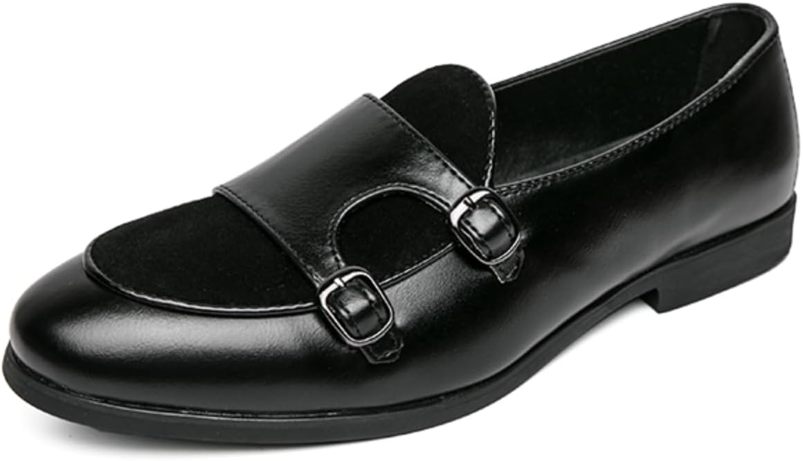 

Мужские модные лоферы с контрастными панелями в стиле монах, стильная официальная обувь - идеально для офисных дней, гала-вечеринок и ежедневных прогулок Aokisx, черный