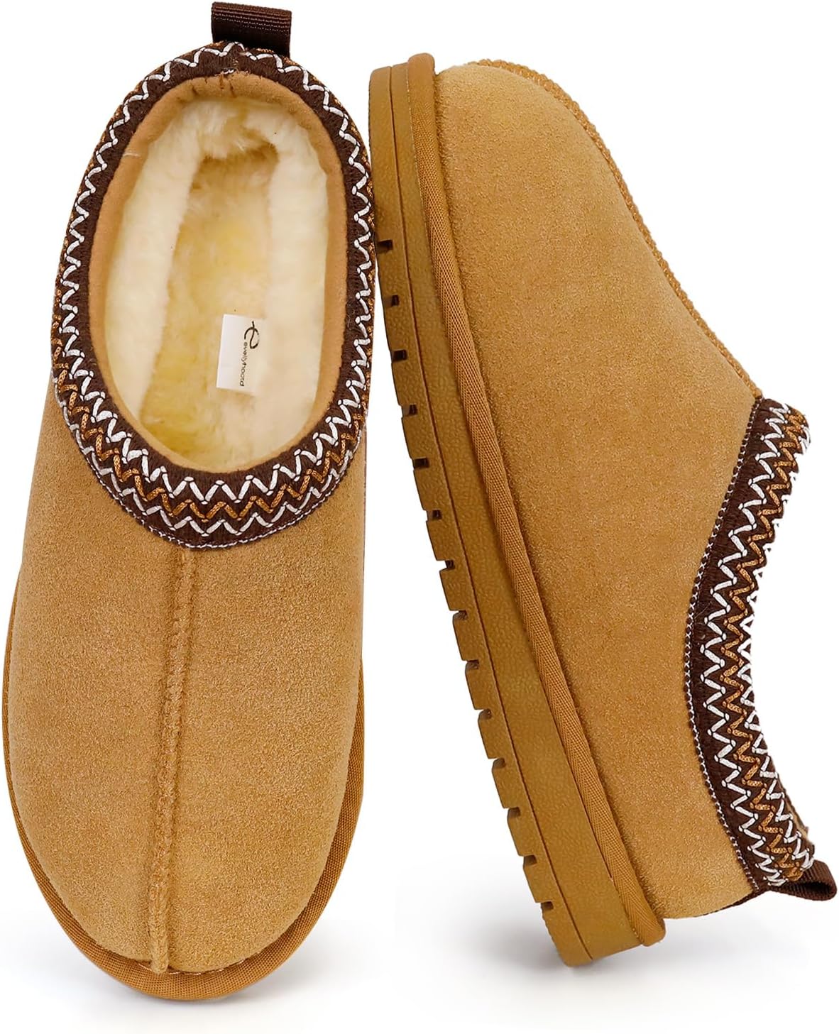 

Тапочки EVELLYHOOTD для женщин и мужчин, мини-сапожки из замши с плетеной отделкой, с пушистой меховой подкладкой, короткие ботинки на осень и зиму, теплые и удобные повседневные обувь, Flat Chestnut