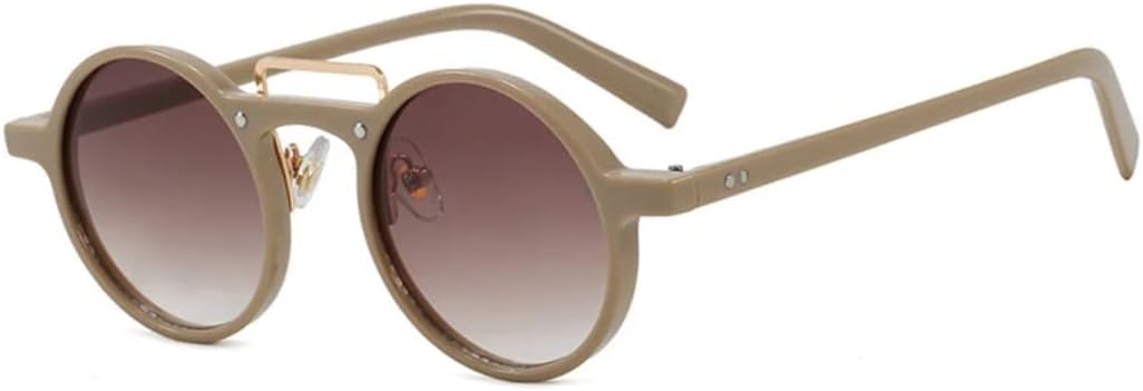 

Маленькие круглые солнцезащитные очки для женщин и мужчин, градиентная защита от УФ-излучения UV400, ретро-стиль, заклепки, панк, прозрачная оправа TVTBBVV, Khaki Tea Gradient