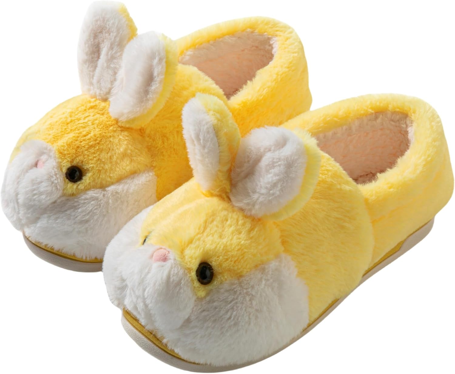 

Тапочки AZCHEN с зайчиком для животных Милые женские тапочки Мягкие уютные зимние плюшевые домашние тапочки Для дома и улицы Хлопковые обувь, желтый