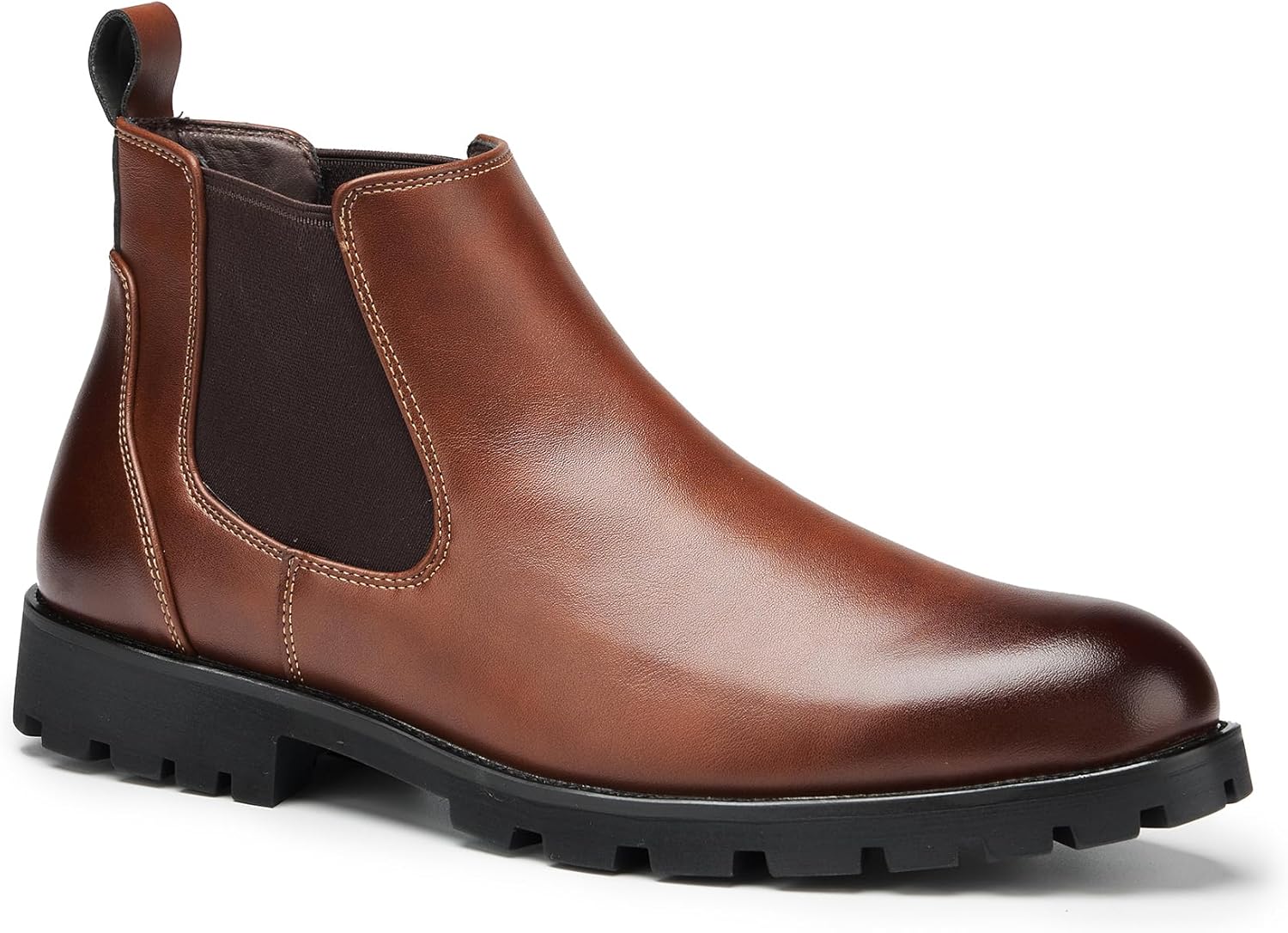 

Мужские ботинки Челси выше щиколотки, искусственная кожа, без шнуровки, подошва с протектором, повседневный и деловой стиль Generic, коричневый