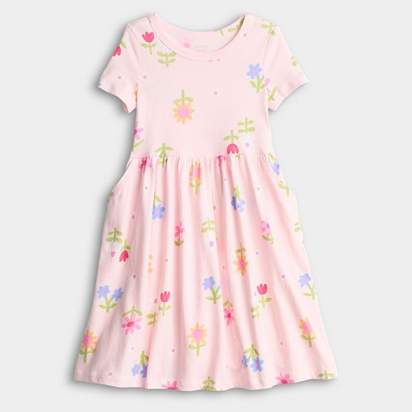 

Детское платье с коротким рукавом и принтом, размеры 4-12 Jumping Beans, Pink Shapes Floral