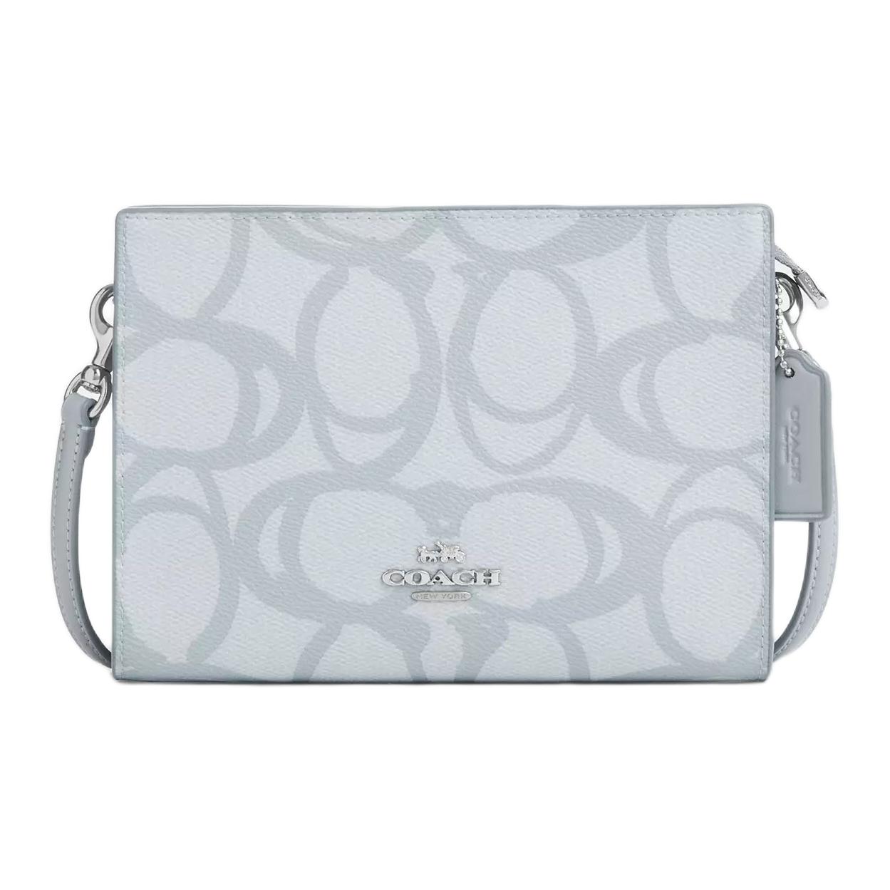 

COACH Покрытый холст наплечная сумка, кроссбоди маленькая женская ice blue