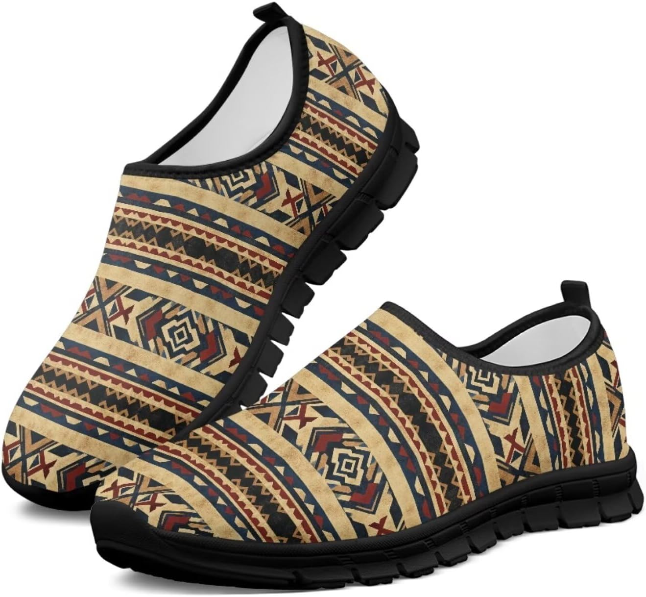 

Мужские слипоны Howilath Western Tribal Aztec, повседневная обувь, кроссовки для бега, дышащие, без застежек, Ethnic Geometric Tribal