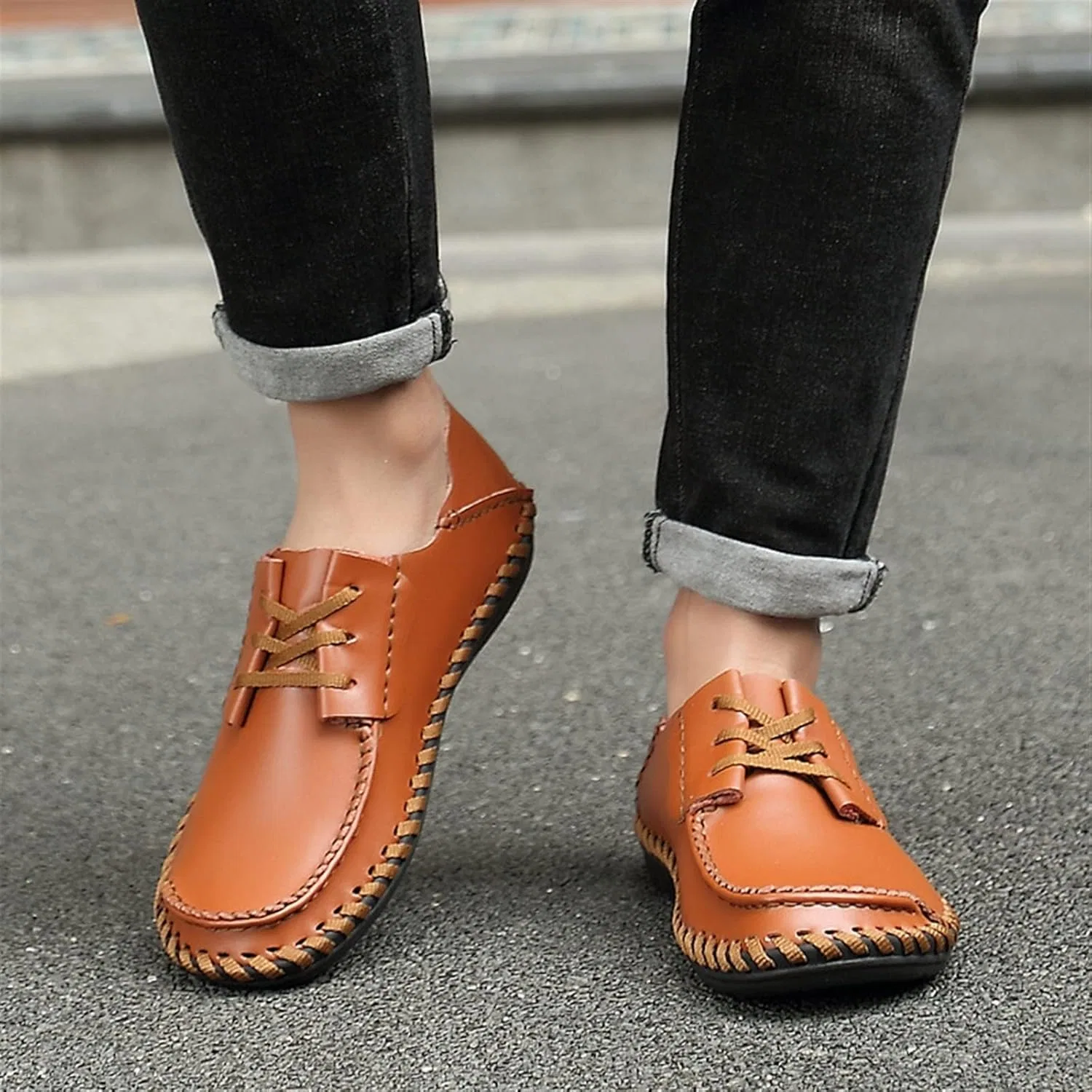 Туфли Men's Shoes Men's Shoes Brogue Designer Luxury Leather Shoes Chaussure Marque Men's Casual Shoes Generic, Light Brown — фото 3