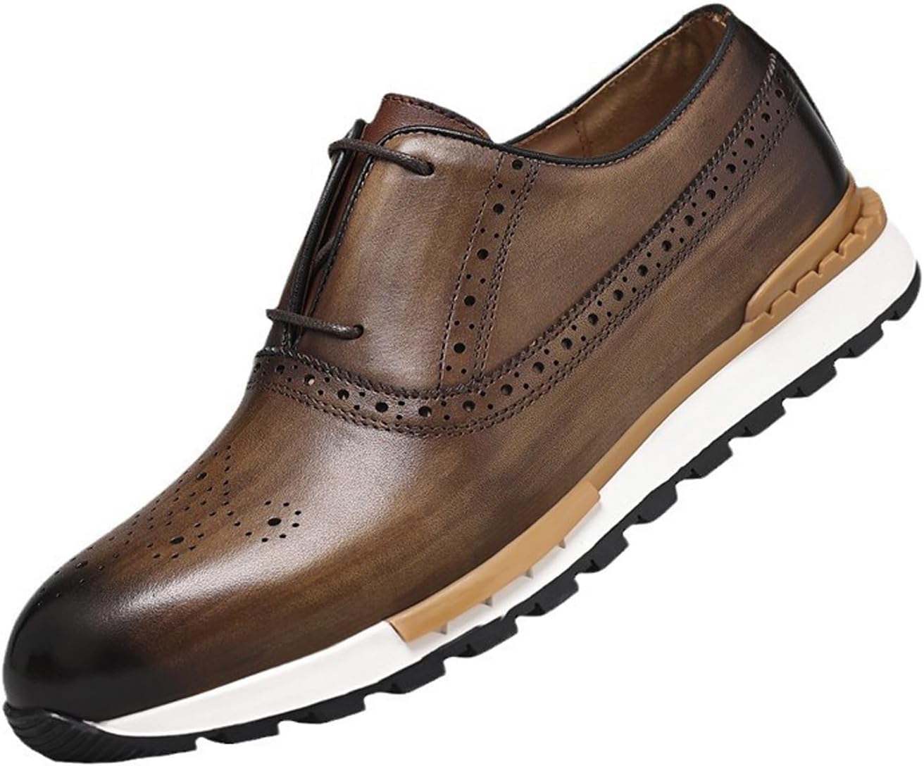 

Мужские кроссовки Santimon, модная повседневная обувь, удобные прогулочные туфли, современные кожаные оксфорды на плоской подошве, деловые повседневные дерби для мужчин, коричневый