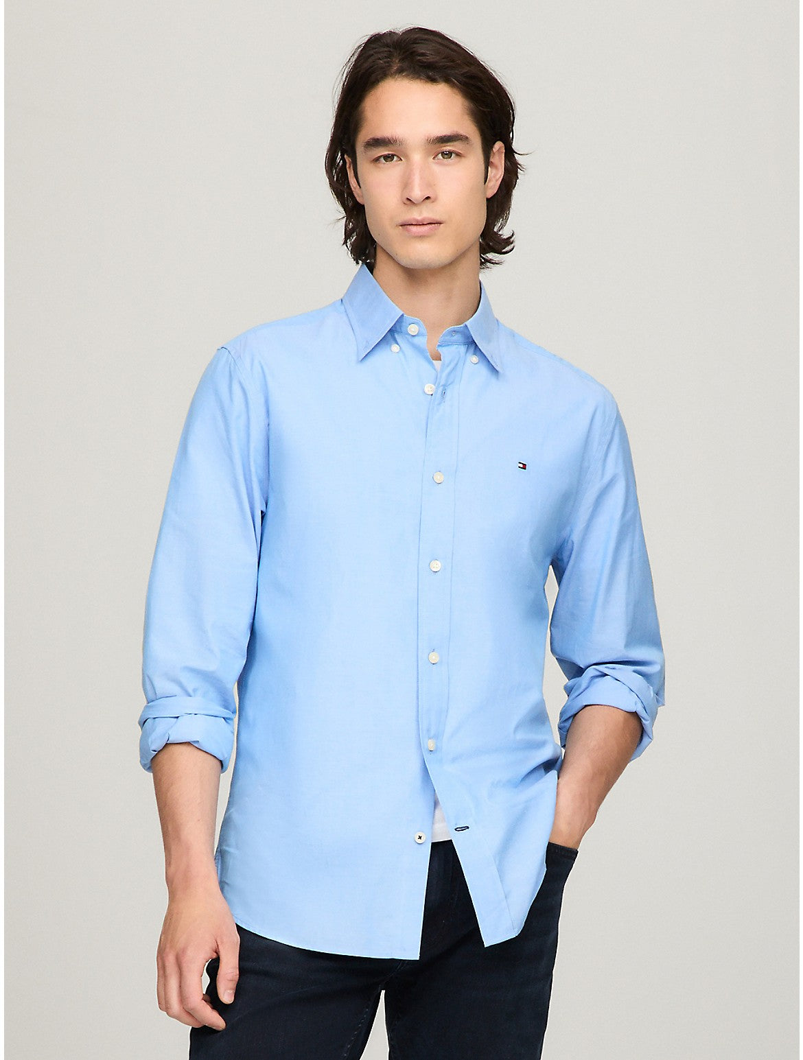 

Мужская рубашка Tommy Hilfiger Stretch Regular Fit Poplin, цвет copenhagen blue