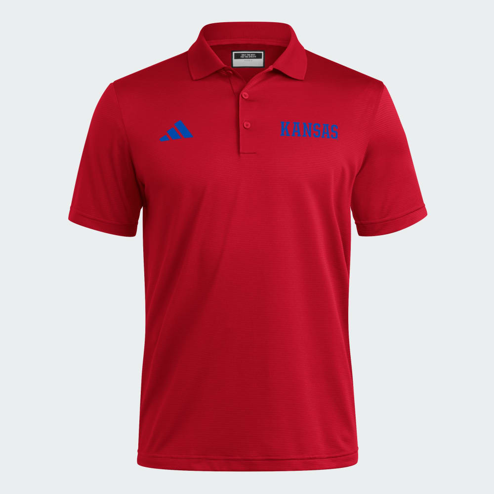 

Спортивная футболка Adidas Kansas Jayhawks Coaches Ottoman Polo, цвет Team Power Red/Collegiate Royal
