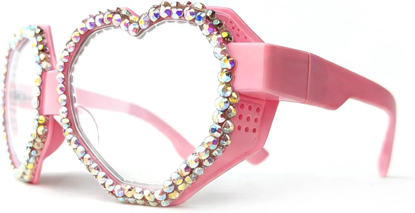 

Laureles Модные солнцезащитные очки в форме сердца со стразами, в стиле Y2K, для женщин и мужчин, большие солнцезащитные очки с бриллиантами в виде сердца, Pink Clear