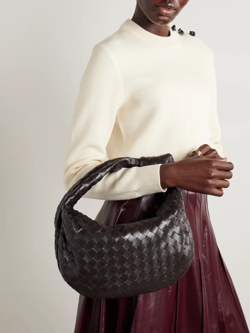 Сумка-тоут Jodie Teen Intrecciato из кожи BOTTEGA VENETA, коричневый — фото 2