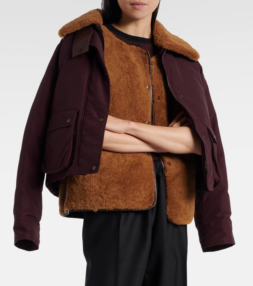Пуховик из хлопковой смеси с овчиной Loewe, Burgundy — фото 3