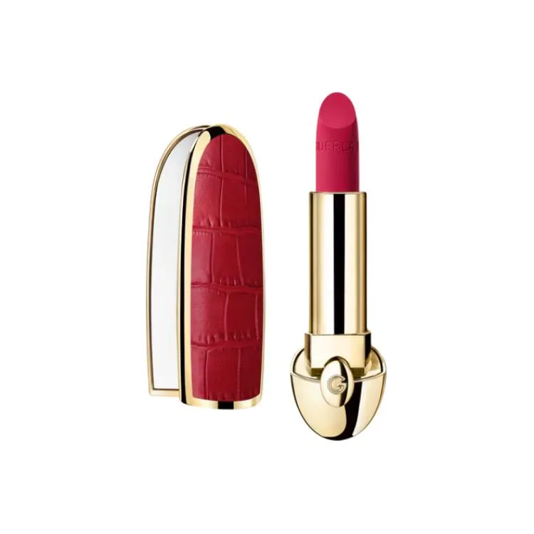 GUERLAIN Темно-красная помада с крокодиловым принтом, кремовая матовая, 3.5 г, #214 Blazing Cherry — фото 4