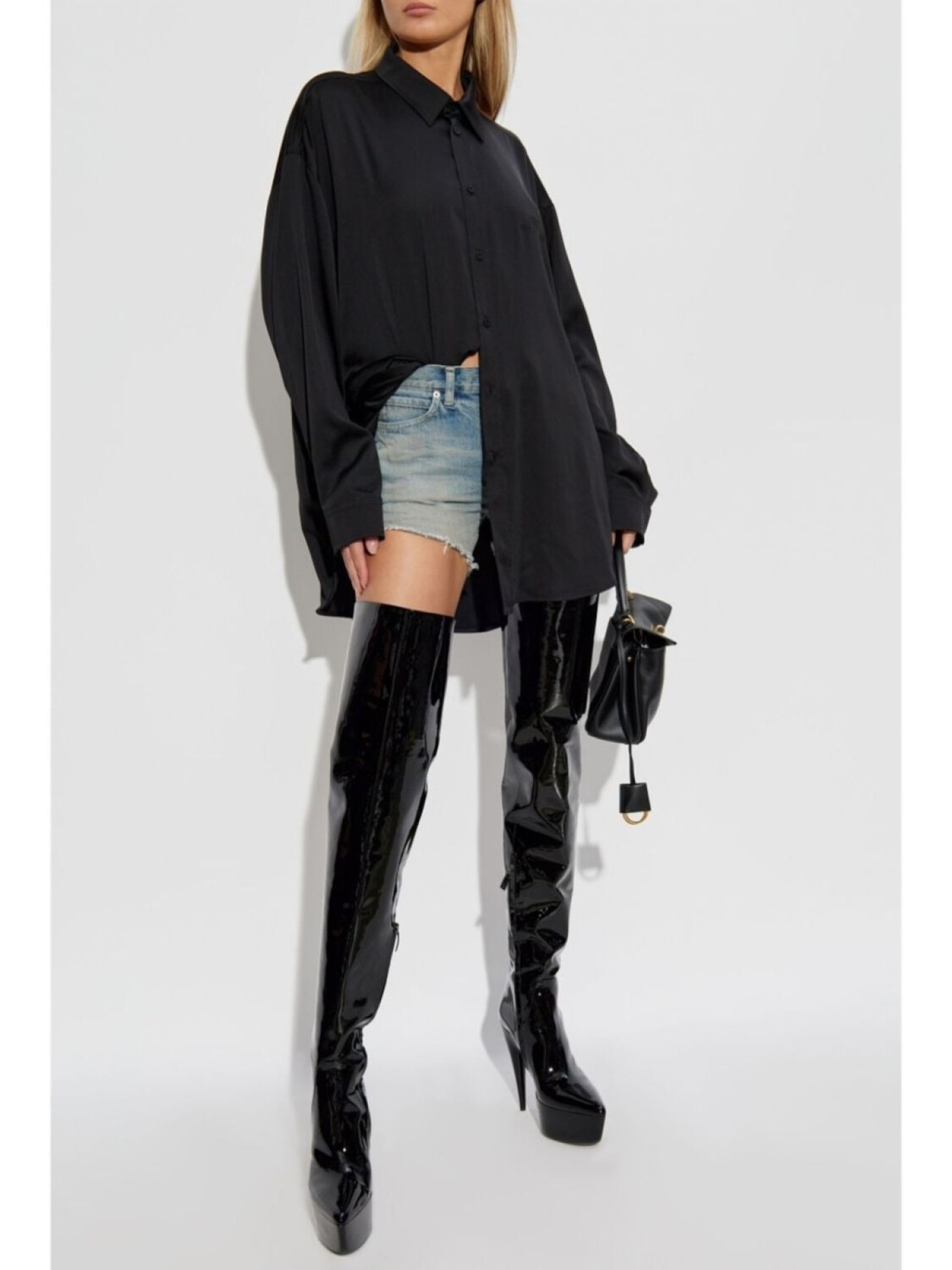 Balenciaga рубашка с вышитым логотипом, черный — фото 2