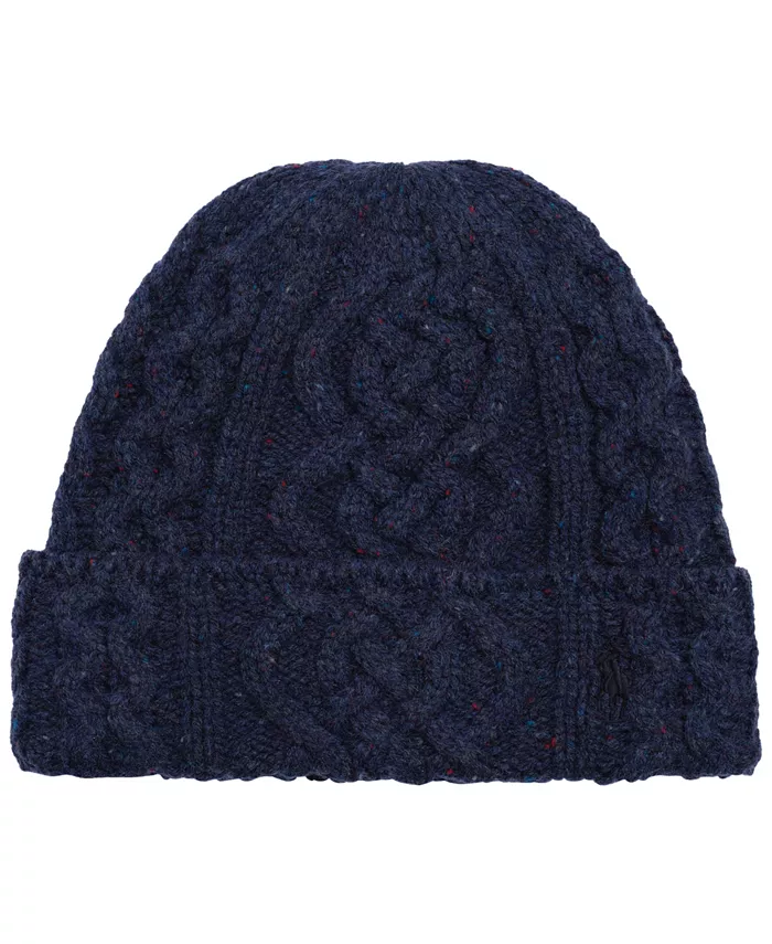 

Мужская твидовая шапка с узором косы и отворотом Polo Ralph Lauren, синий