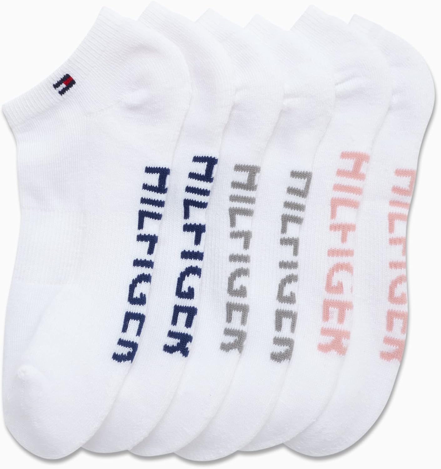 Женские спортивные носки Tommy Hilfiger No Show - 6 пар коротких мягких носков с амортизацией для женщин (размер 4-10), White Logo — фото 4