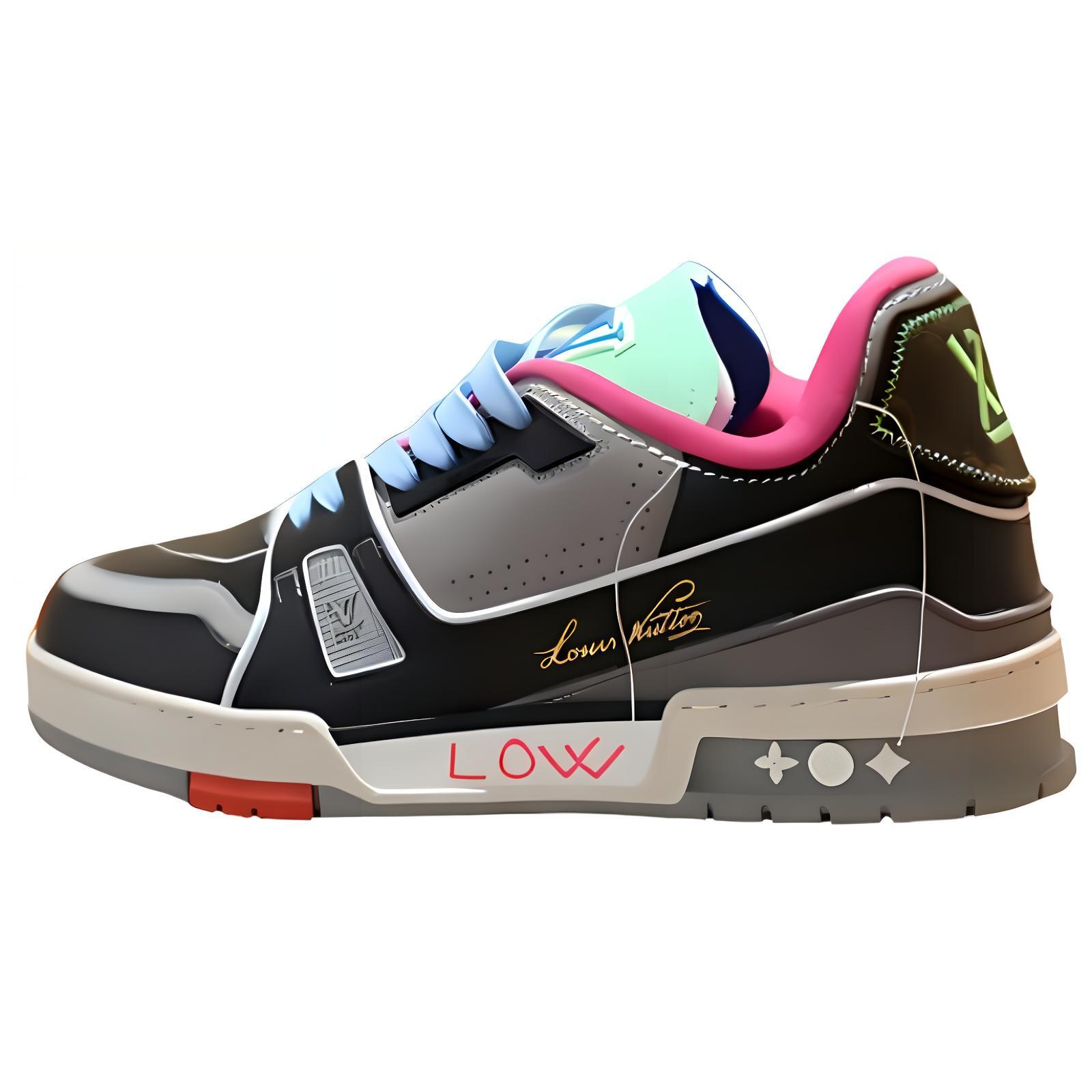 Кроссовки Trainer Thai Limited Edition с низким верхом, износостойкие, для скейтбординга, унисекс, черно-серые LOUIS VUITTON, Black Gray