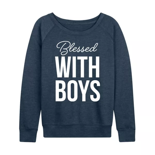 

Женская футболка с длинным рукавом Blessed with boys из французского терри Licensed Character, индиго