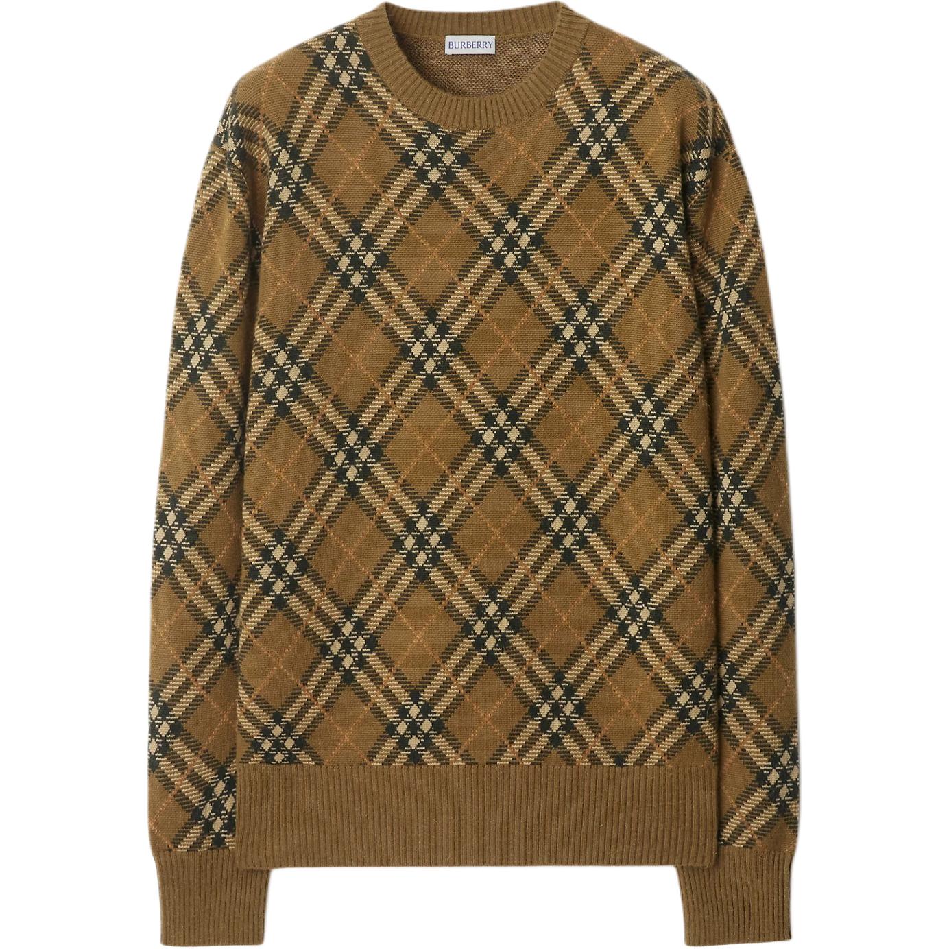 Свитер вязаный Burberry, женский, клетчатый, коричневый — фото 3