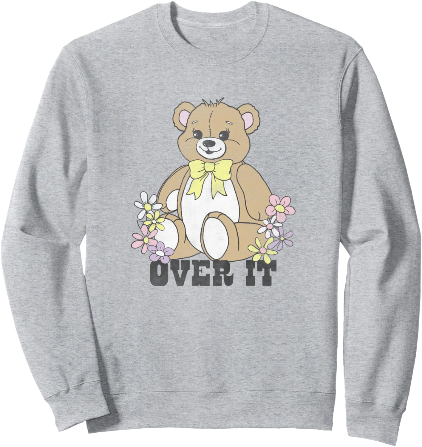 

Толстовка Over It с плюшевым мишкой и ромашками Trendy Apparel, серый