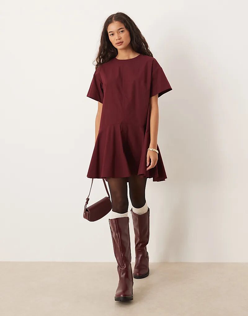 

Платье-мини с короткими рукавами ASOS DESIGN бордового цвета