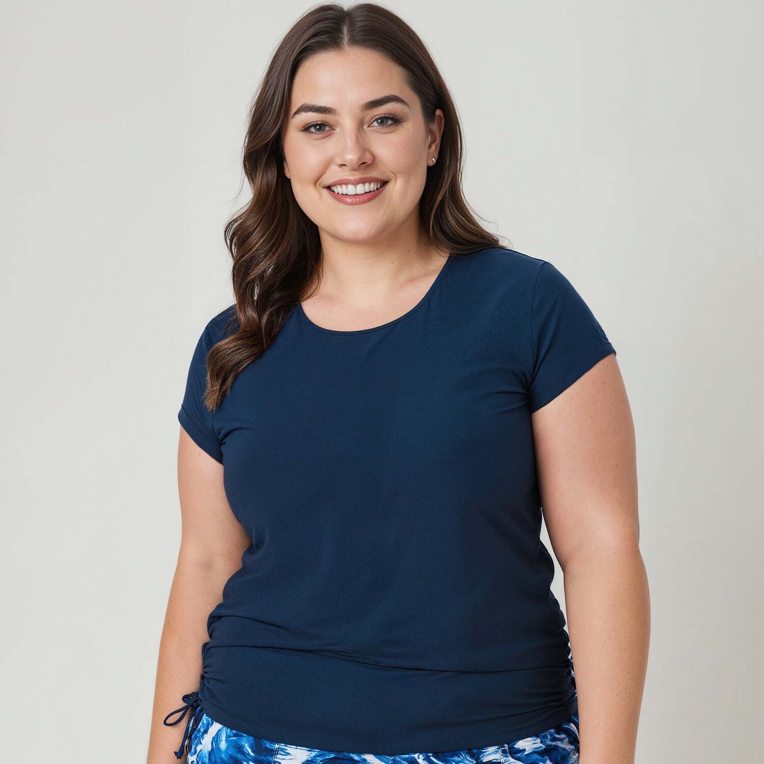 

Женский купальник Sadie с короткими рукавами больших размеров Calypsa, темно-синий