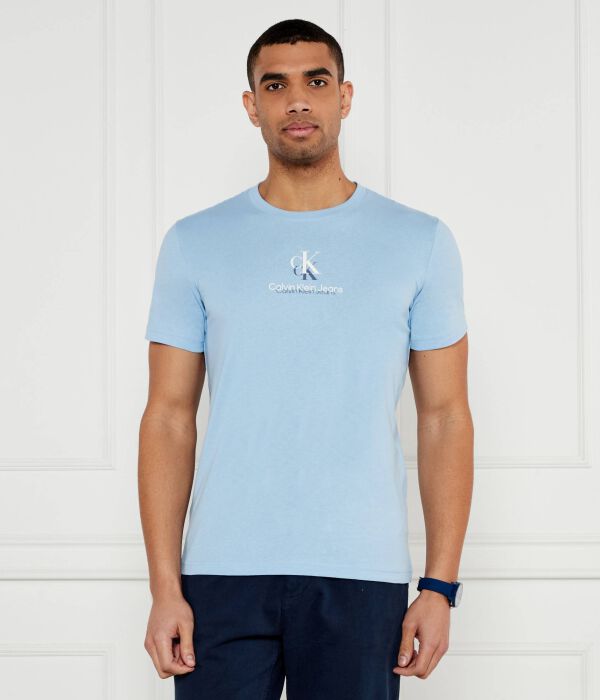 

Футболка мужская Calvin Klein Jeans хлопковая с монограммой, голубой