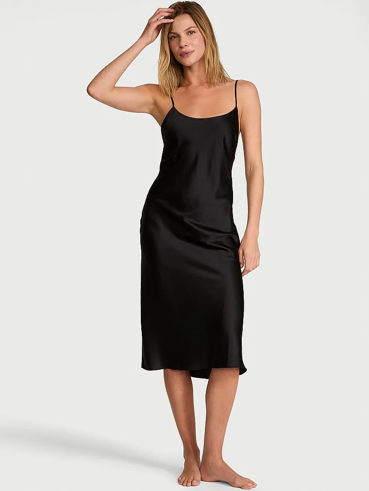 Атласное платье-комбинация средней длины Victoria'S Secret, Black