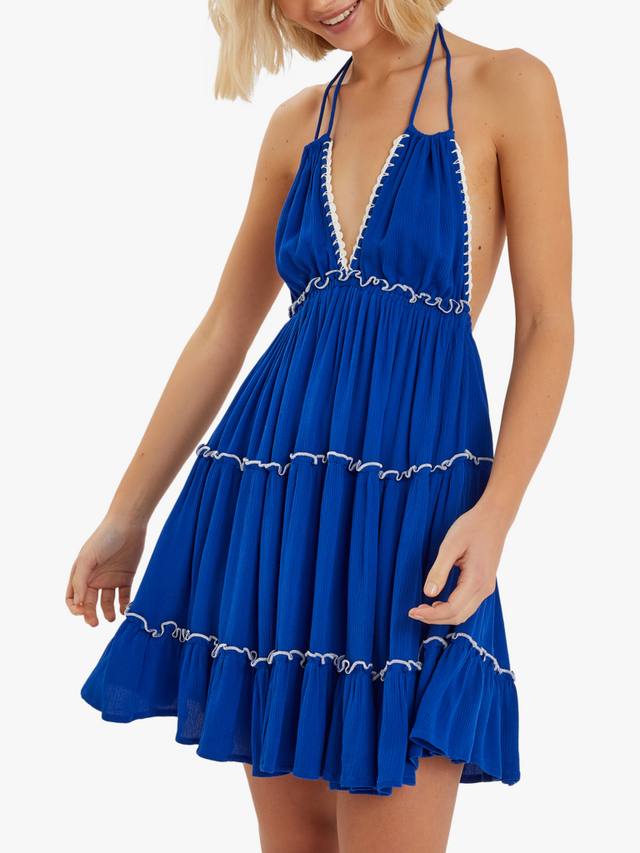 

Мини-платье-халтер с контрастной строчкой Accessorize, Cobalt