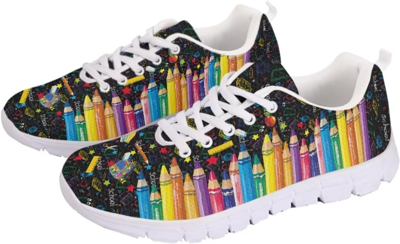 

Кроссовки GETELINSENG Унисекс для бега, легкая спортивная обувь с сеткой, шнуровкой, для тенниса и прогулок, Rainbow Crayons