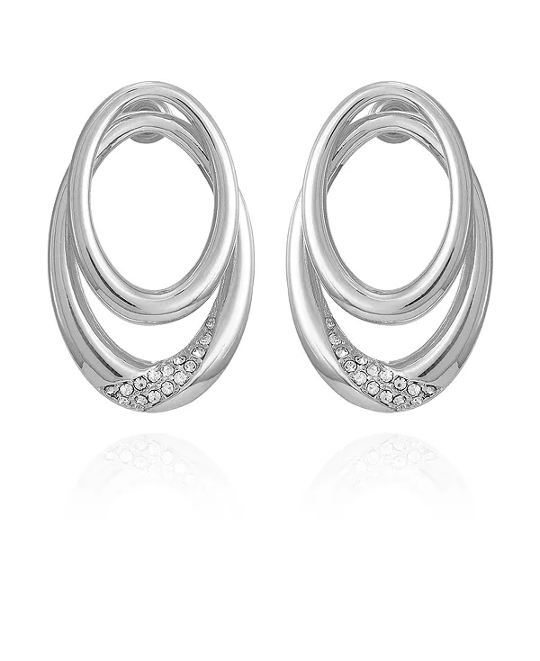 

Двойные серьги-кольца с серебристыми стеклянными камнями Vince Camuto, silver