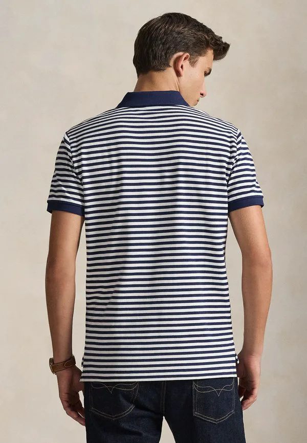 Поло-Рубашка в полоску из сетчатой ткани, приталенного кроя, на заказ. Polo Ralph Lauren, Newport Navy/White — фото 3