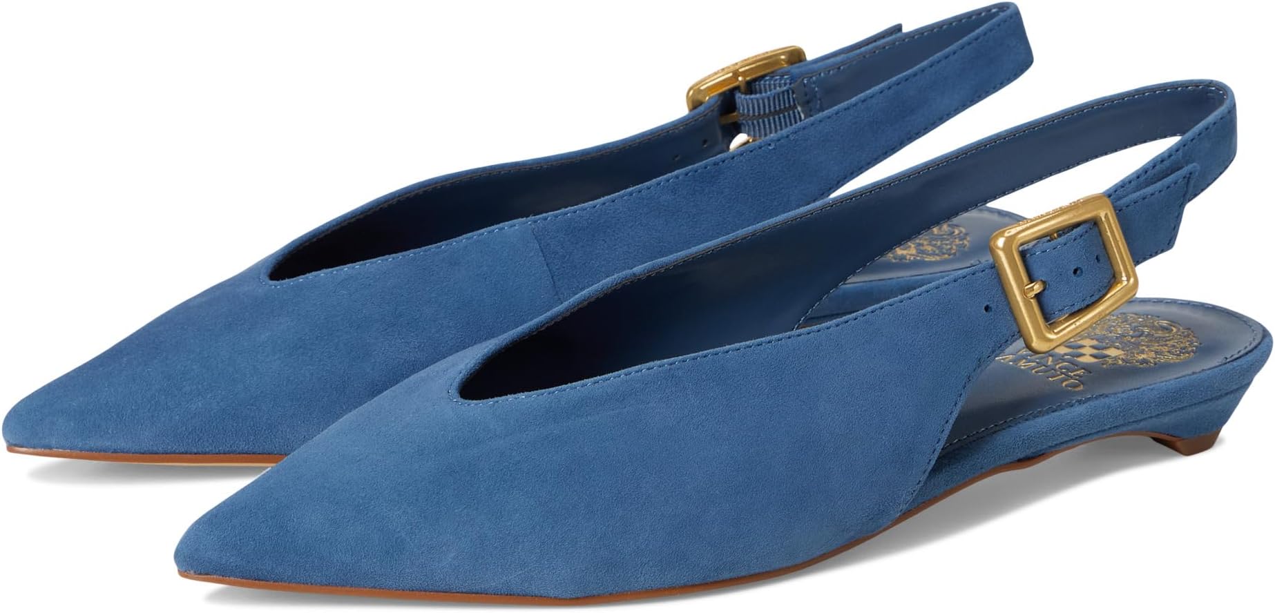 Балетки Vince Camuto Women's Valther Kitten Heel Slingback Flat Mule, Blue Damson
