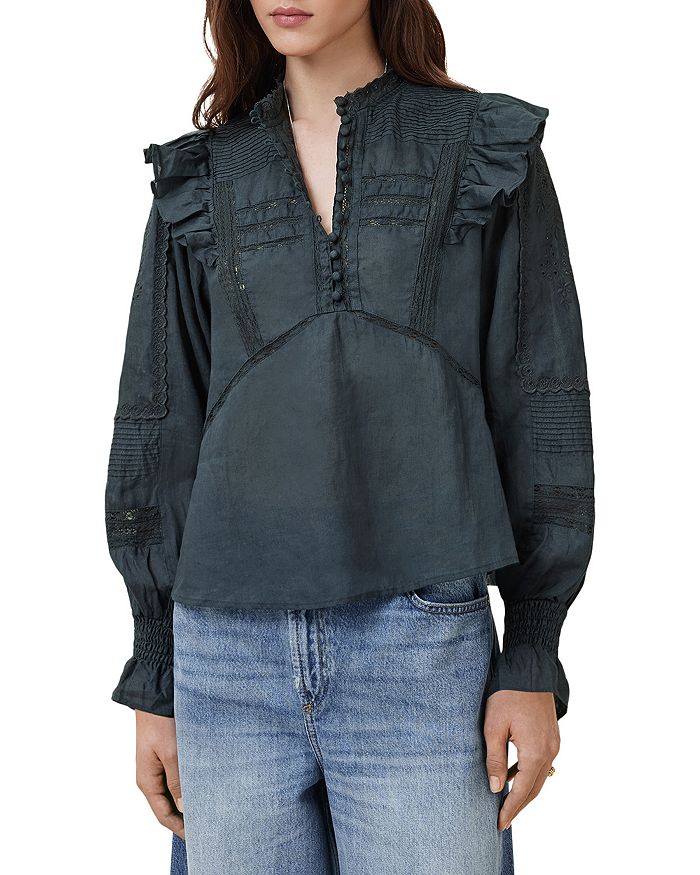 

Верха из меланжевой ткани ALLSAINTS, синий